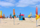 Plage et parasols de Deauville